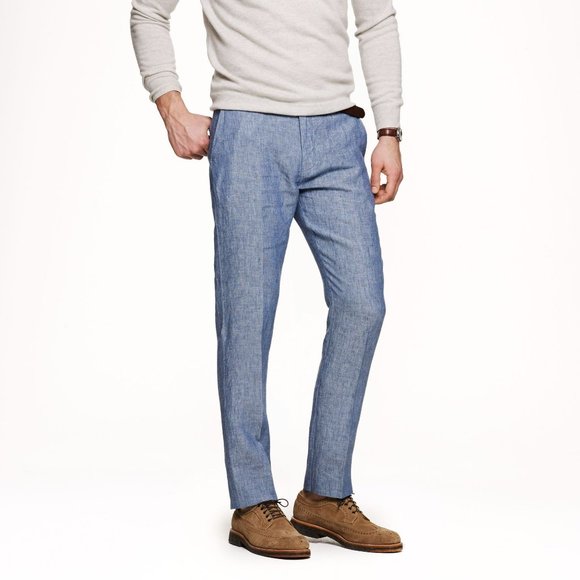 J.crew Bowery Slim Pant in Irish Linen in Blue for Men - Picture 2 of 3